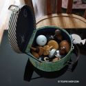 Valise Ronde Vintage en Carton Boite pour Ranger vos Toupies du Monde