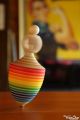 Licorne jeux de toupie en bois avec lanceur fil ficelle couleurs arc en ciel collection jouet artisanal cadeau original