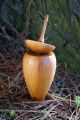 Toupie champignon magique jeux en bois orange achat piece unique objet deco fabrique france collection Toupie Shop