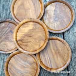 Petit plateau rond pour toupies en bois olivier accessoire de jeux achat cadeau artisanal piece unique jouet Toupie Shop