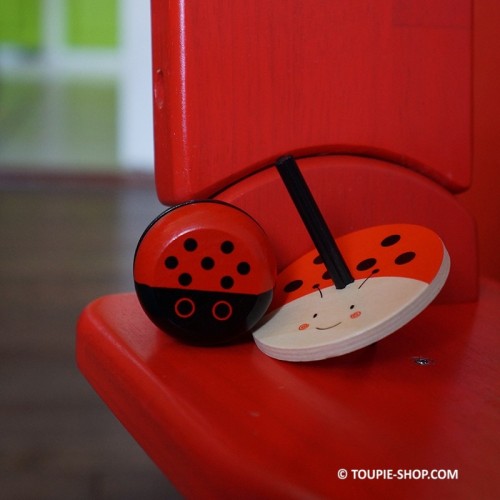 Coccinelle Jeux de Toupie Eveil Jouet en Bois Anniversaire Enfant Toupie Shop