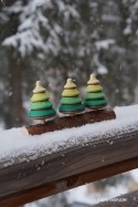 Sapin Jeux de Toupie Jouet en Bois Artisanal - 3 toupies