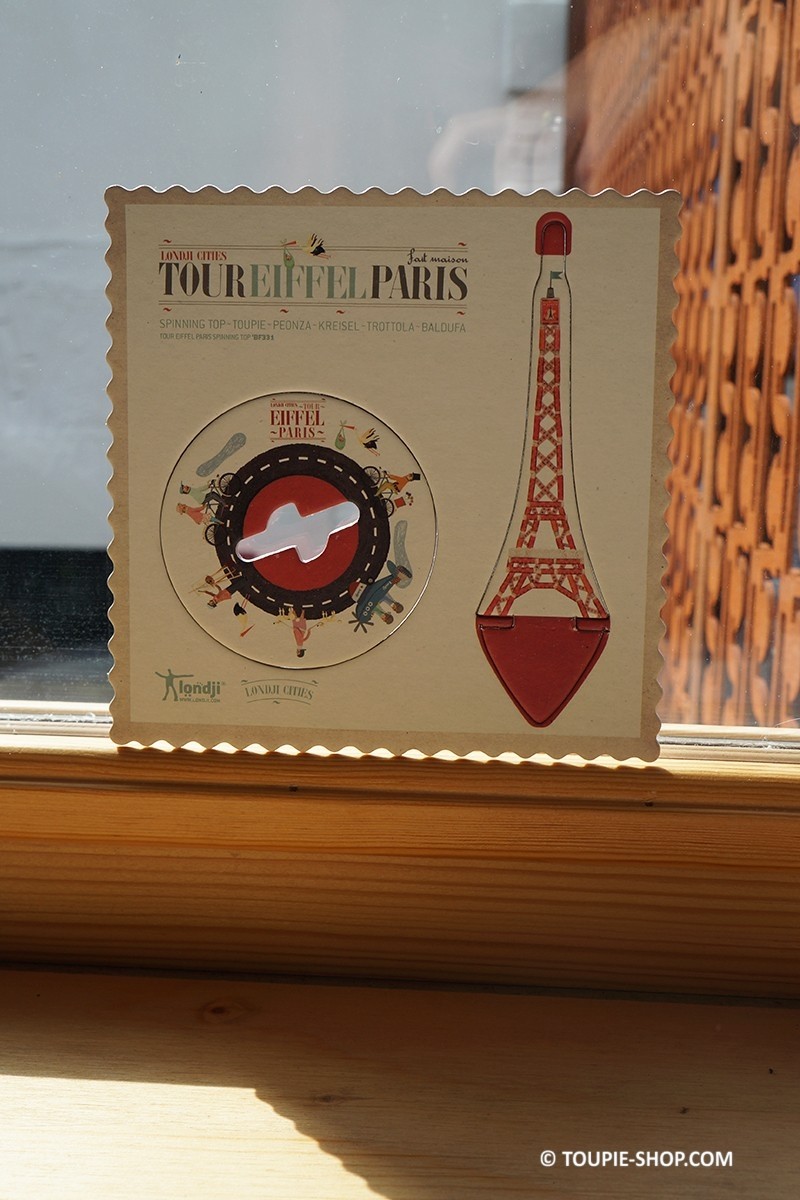 Toupie Tour Eiffel Blanche Avec Socle Gravé - Fabrication Française - Médaillée Au Concours Lépine - Jouet De Collection Et Décoration