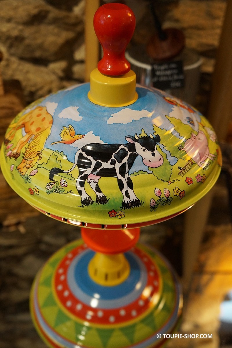 Toupie Jeu Avec Animaux de la Ferme Jouet Ancien en Métal Jeux Enfants