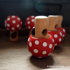 Champignon en Bois Jeux de Toupie qui se redresse Avec Lanceur Ficelle Toupie Shop Magasin Jouet Artisanal Acheter Toupies