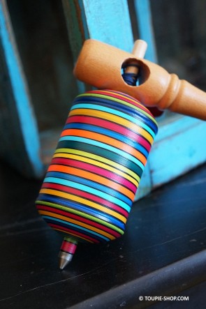 Whistling Spinning Top with Twine Launcher Handmade Traditionnal Wooden Games Handcrafted Toys Collection Toupie-Shop.com