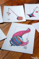 Carte Postale Dessin Toupie Illustration Aquarelle Collection Toupie Shop Magasin Jouet en Bois Achat Jeux de Toupies
