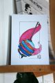 Carte Postale Originale Dessin Illustration Aquarelle Collection Toupie Shop Magasin Jouet en Bois Acheter Jeux Toupies Cadeaux