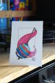 Carte Postale Voeux Anniversaire Noel Cadeau Dessin Illustration Aquarelle Collection Toupie Shop Magasin Jouets Jeux Toupies