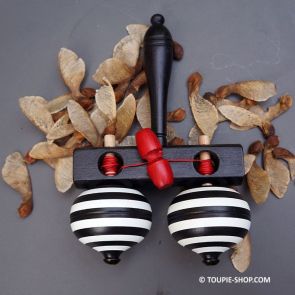 Double Toupie Spinning Wooden Toy Handcrafted Creation Made in Europe Game Shop Store Gift Collection Toupie-Shop.com