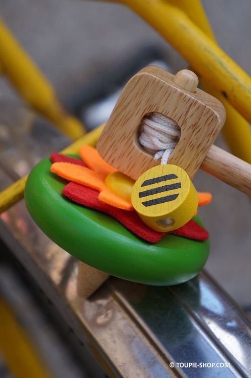 Fleur Toupie avec lanceur fil corde ficelle comment lancer jouet en bois jeux educatif pour enfant motricite toupies