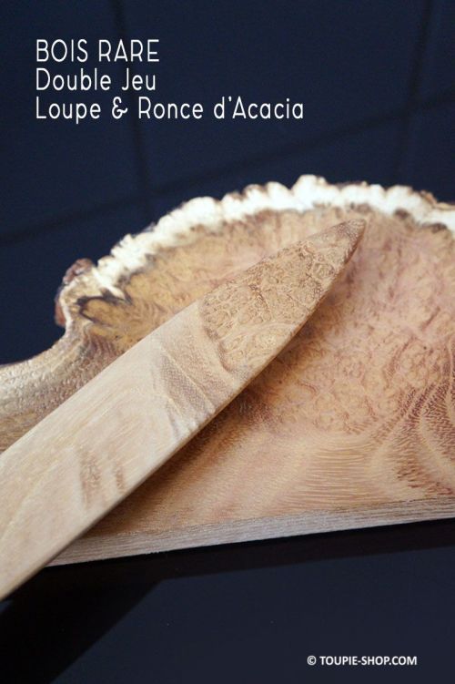 Double Jeu Toupie Anagyre en Bois Loupe Ronce Acacia Rattleback Fabrique en France Sciences Collection Toupie Shop