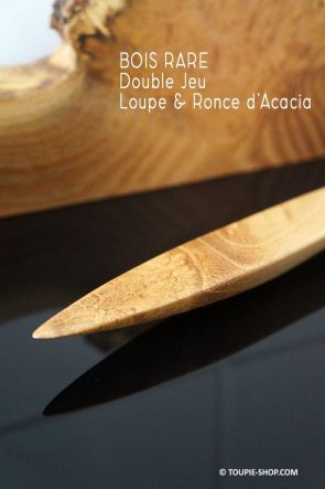 Double Jeu Toupie en Bois Loupe Ronce Acacia Artisanat Fabrique en France Collection Toupie Shop Acheter Anagyre Rattleback