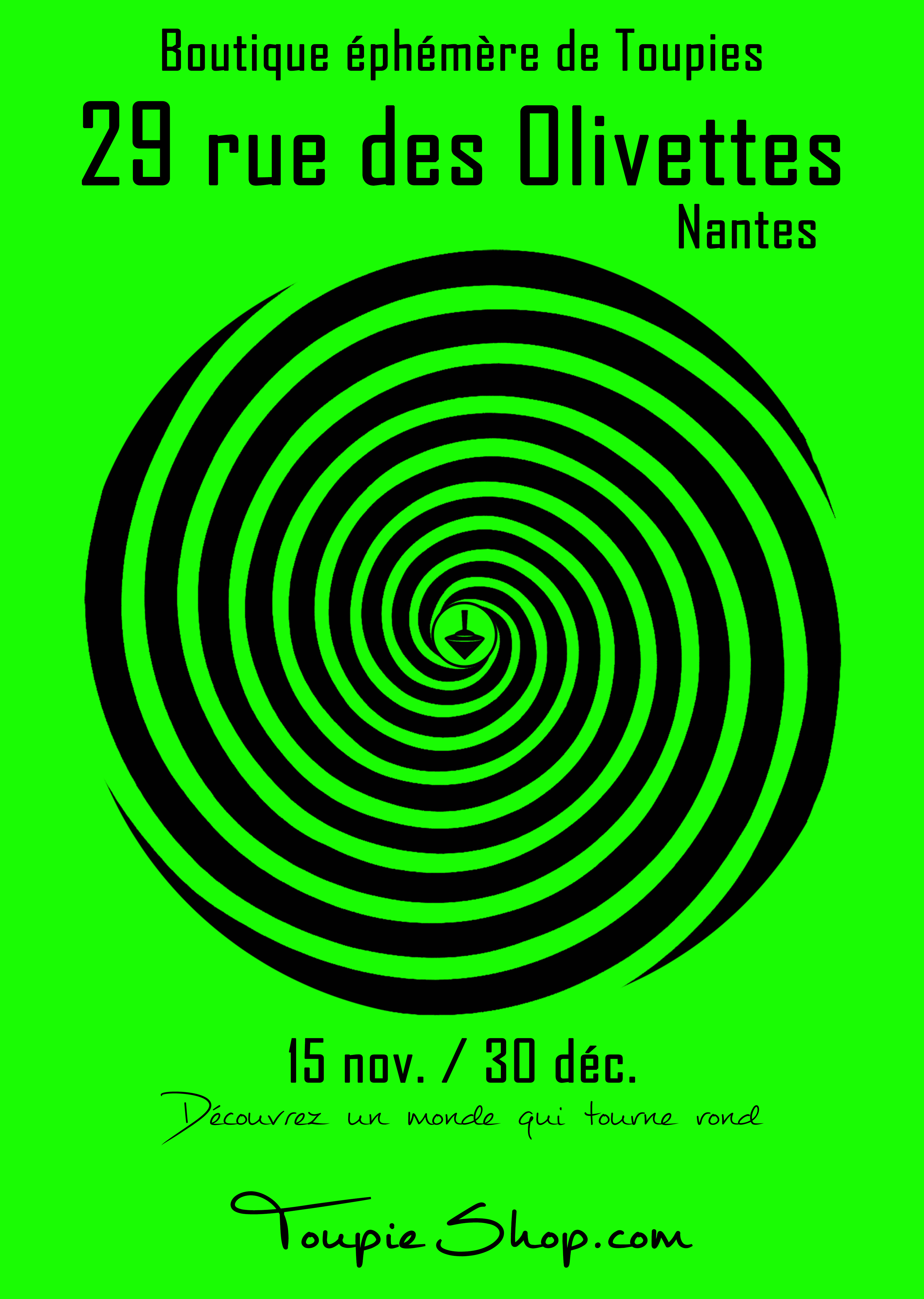 Boutique éphémère de toupies du 15 nov. au 30 déc. pour Noël 2019 au 29 rue des Olivettes à Nantes