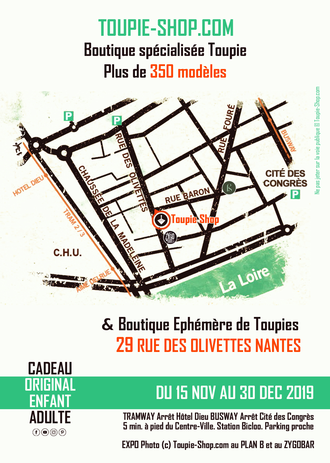 Boutique éphémère de toupies du 15 nov. au 30 déc. pour Noël 2019 au 29 rue des Olivettes à Nantes